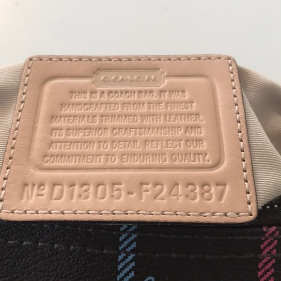 Coach Peyton Brown Crossbody Purse Tattersall - Picture 6 of 12